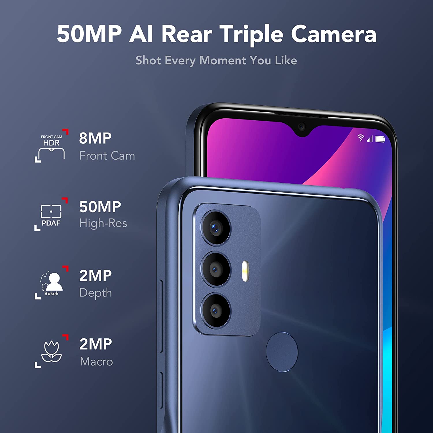 TCL 30 SE |2022| 6.52" Unlocked Cell Phone, 4+64GB Android Phone GSM Unlocked Smartphone with 50MP Camera, 5000mAh, Single SIM, US Version, Atlantic Blue(Not Support Verizon/Boost/5G) - Image 6